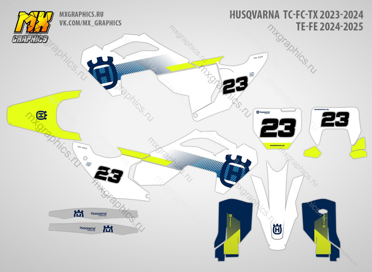 Наклейки на кроссовые и эндуро мотоциклы Husqvarna TC FC TX 2023-2024 TE FE 2024-2025. Серия Replica EOEM-24