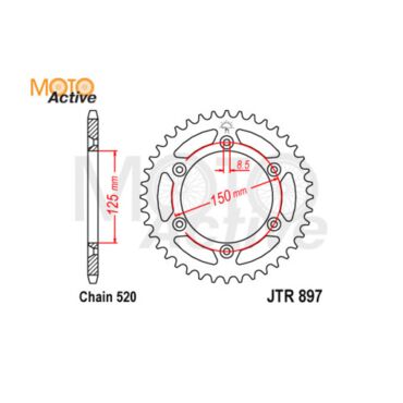 Звезда ведомая JTA897.51BLK Kayo K6,T6,HOLESHOT.CROSTREK  (6*150*125) 51 зуб. - миниатюра 1