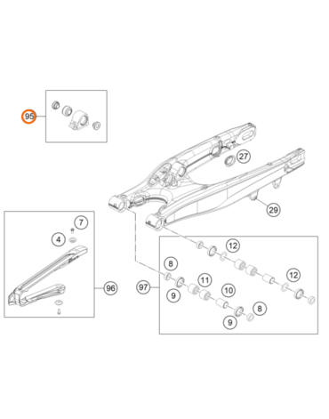 Подшипник амортизатора нижний KTM OEM 79604090044 KTM TPI