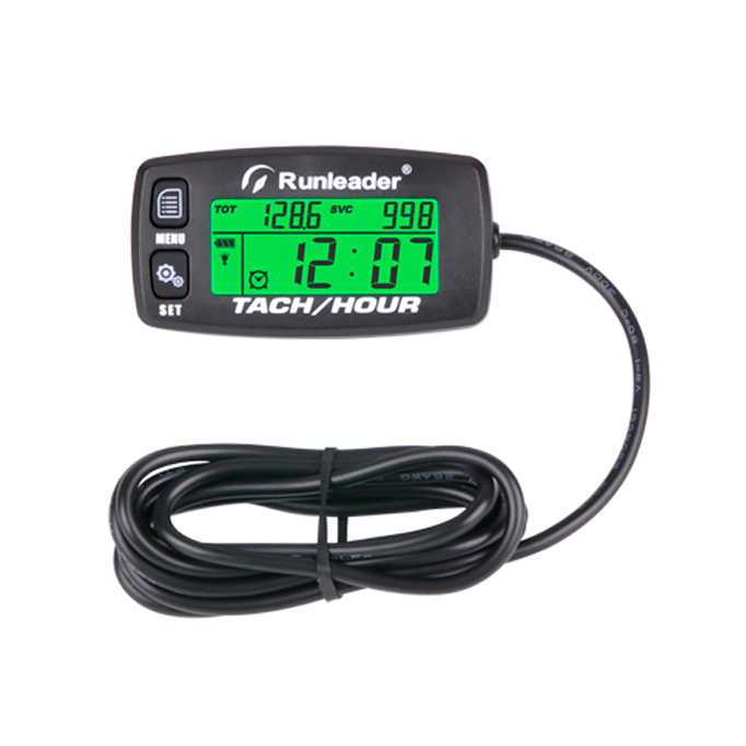 Тахометр цифр. Runleader 1,5м + часы  (счётчик м ч, зелёная подсветка, IP65)