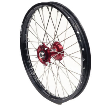 Колесо переднее Haan Wheels под мотоциклы Honda CR 125, 250 CRF 250, 450 95-> 21 1,60 с золотым ободом и красной ступицей - миниатюра 1