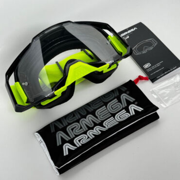 Очки для мотокросса 100% ARMEGA Neon Yellow с прозрачной линзой  - миниатюра 4
