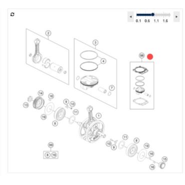 KTM Piston Kit I MX 450 Поршень (Гр.I) в комплекте с прокладками KTM SXF450 23-> ( A48030007110 I ) - миниатюра 1