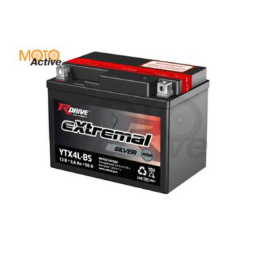 МОТО АККУМУЛЯТОР RDRIVE EXTREMAL SILVER YTX4L BS - миниатюра 1