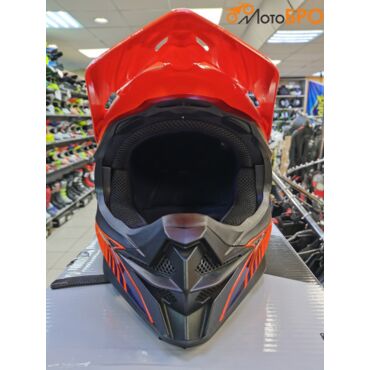 Шлем кроссовый KIOSHI Holeshot 801 оранжевый синий - миниатюра 6
