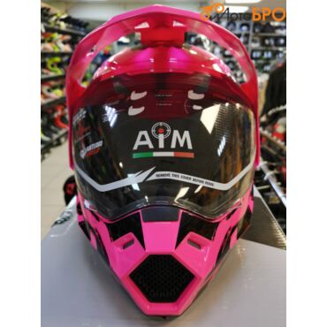 Шлем детский мотард AiM JK802Y Pink Black - миниатюра 9