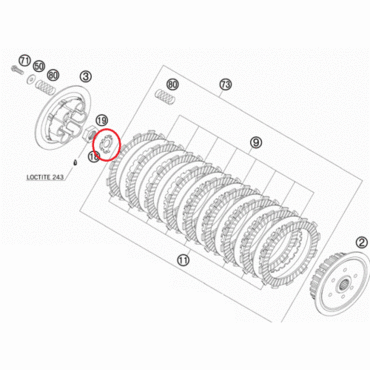 Стопорная шайба крышки корзины сцепления KTM450SXF(07 11)EXC(08 11), original - миниатюра 1
