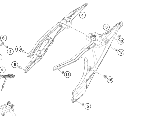 Подрамник левый и правый Replica Husqvarna OEM 25103002220C1Replica 25103002210C1Replica 2020 2023 - фото 2