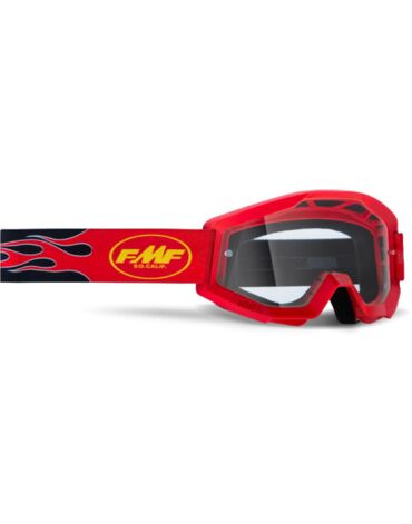 Маска кроссовая FMF Powercore Flame Red - прозрачная линза