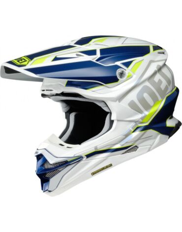 Шлем кроссовый Shoei VFX WR Allegiant TC 3, white blue yellow (L, Взрослая  Кросс эндуро)