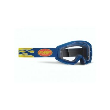Маска кроссовая FMF Powercore Flame Navy - прозрачная линза - миниатюра 1