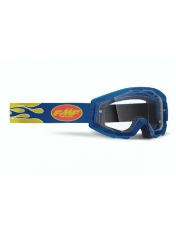 Маска кроссовая FMF Powercore Flame Navy - прозрачная линза
