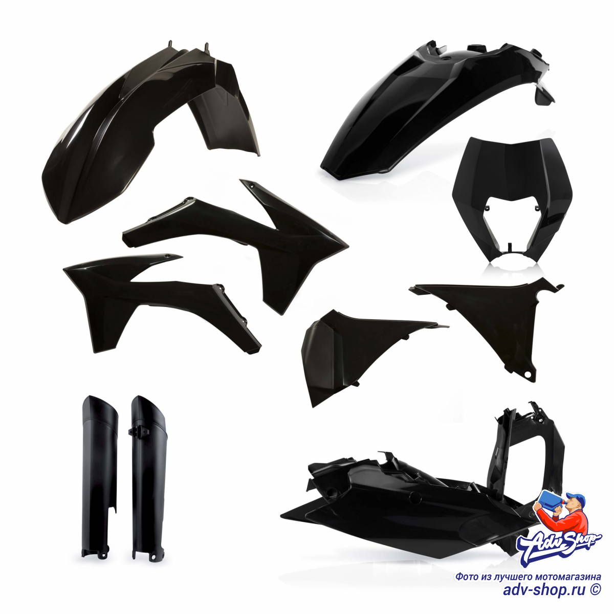ACERBIS FULL PLASTIC KIT KTM EXC  (BLACK) полный комплект пластика EXC 12 13 - черный // 0016234.090 - фото 1