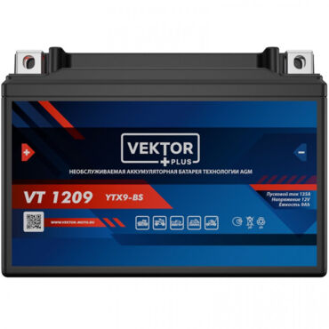 АКБ VEKTOR VT 1209 EB9 4 YTX9 BS, YTX9 (150 x 87 x 105) 8Ач (CT1209) - миниатюра 1