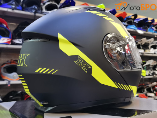 Шлем модуляр RSX Spark (HS 159) Winter, черно желтый матовый, очки желтые - фото 8