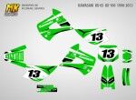 Наклейки на мотоцикл Kawasaki KX 85 1998 2013 KX 100. Серия Laconic Green