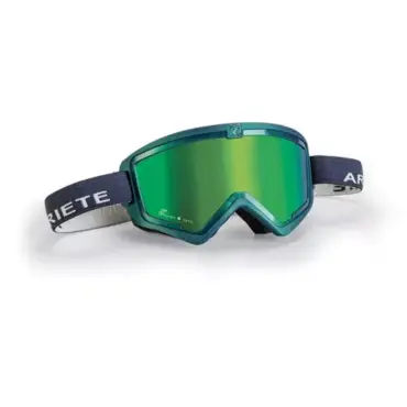 Кроссовые очки (маска) MUDMAX RACER - METALLIC GREEN - GREEN LENS - GREY STRAP - миниатюра 1