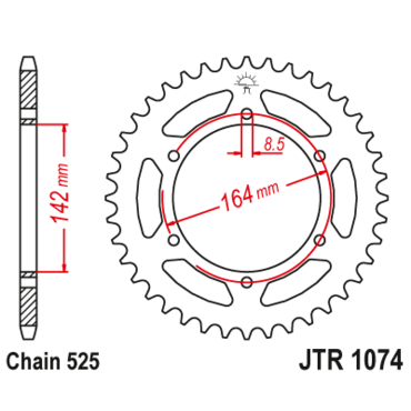 Звезда ведомая JTR1074 44 - миниатюра 1