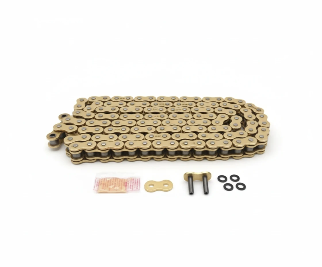 DID 525 ZVMX G&G 118 звеньев / цепь усиленная / золотая (замок заклепка в комплекте) 990 1050 1090 1290 adv 05 20 - фото 1