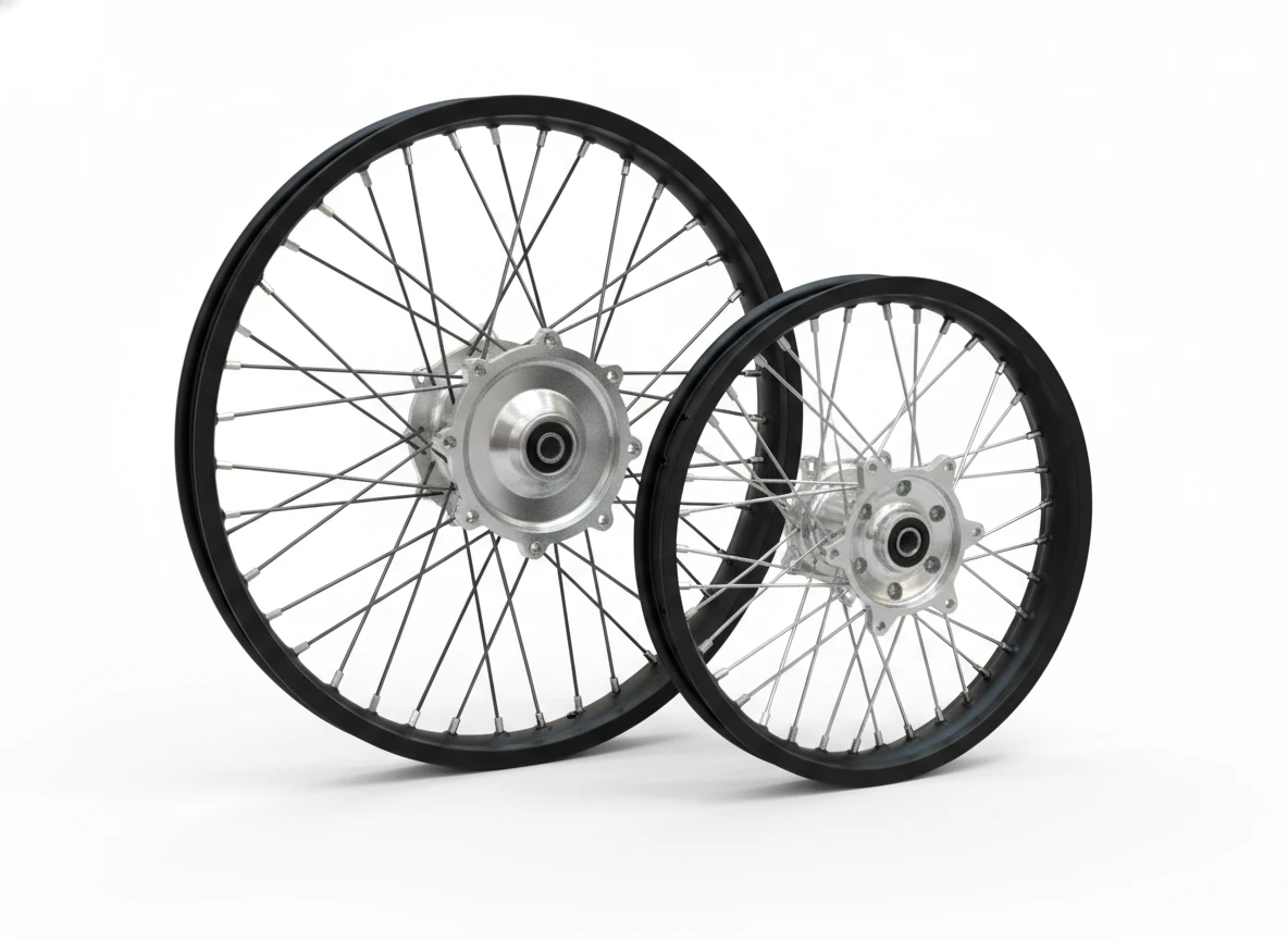 AdvProWheel комплект колес R21*1,6 + R18*2,15 ( фрезерованные ступицы / черные обода / спицы зебра ) EXC EXCF 17-> TE FE 17-> - фото 1
