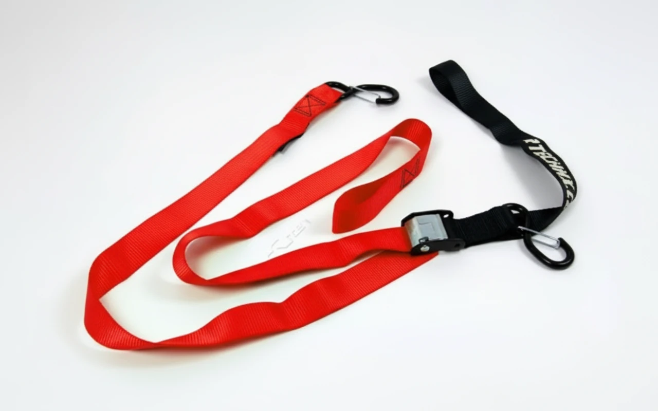 Стропы для крепления мотоцикла красные комплект - фото 1