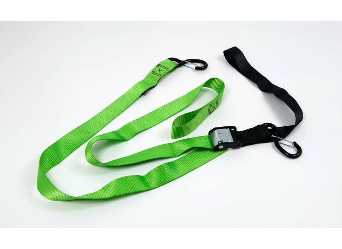 Стропы для крепления мотоцикла зеленые комплект  - фото 1