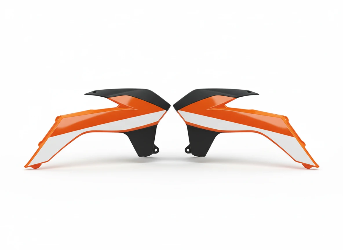 Боковины радиатора SX125 150 13 15 # SX250 13 16 # SXF250 450 13 15 # EXC EXCF 14 16 оранжево белые - фото 1