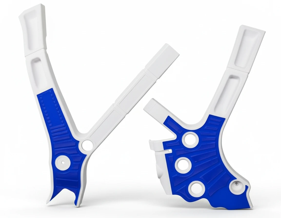 Защита рамы бело синяя Yamaha YZ125 250 05- - фото 1